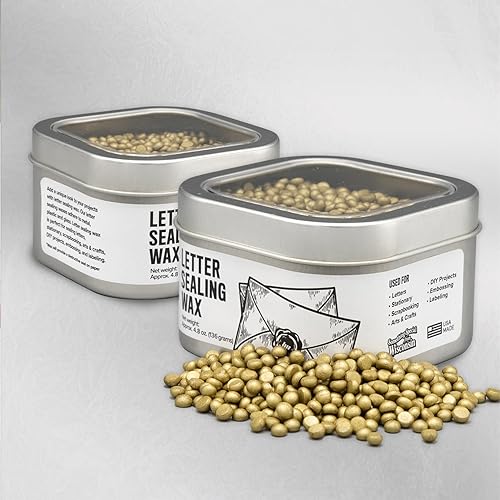 Miniatura 5 de Blended Waxes Inc - Cera de sellado de letras  Cuentas de cera  Se adhiere al papel metal plástico y vidrio  48 onzas dorado metálico