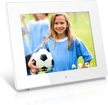 Aluratek 8 Inch WiFi Digital Photo Frame with Touchscreen IPS LCD Display and 8GB Built-in Memory,White