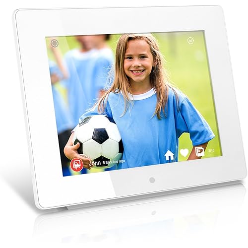 Aluratek 8 Inch WiFi Digital Photo Frame with Touchscreen IPS LCD Display and 8GB Built-in Memory,White