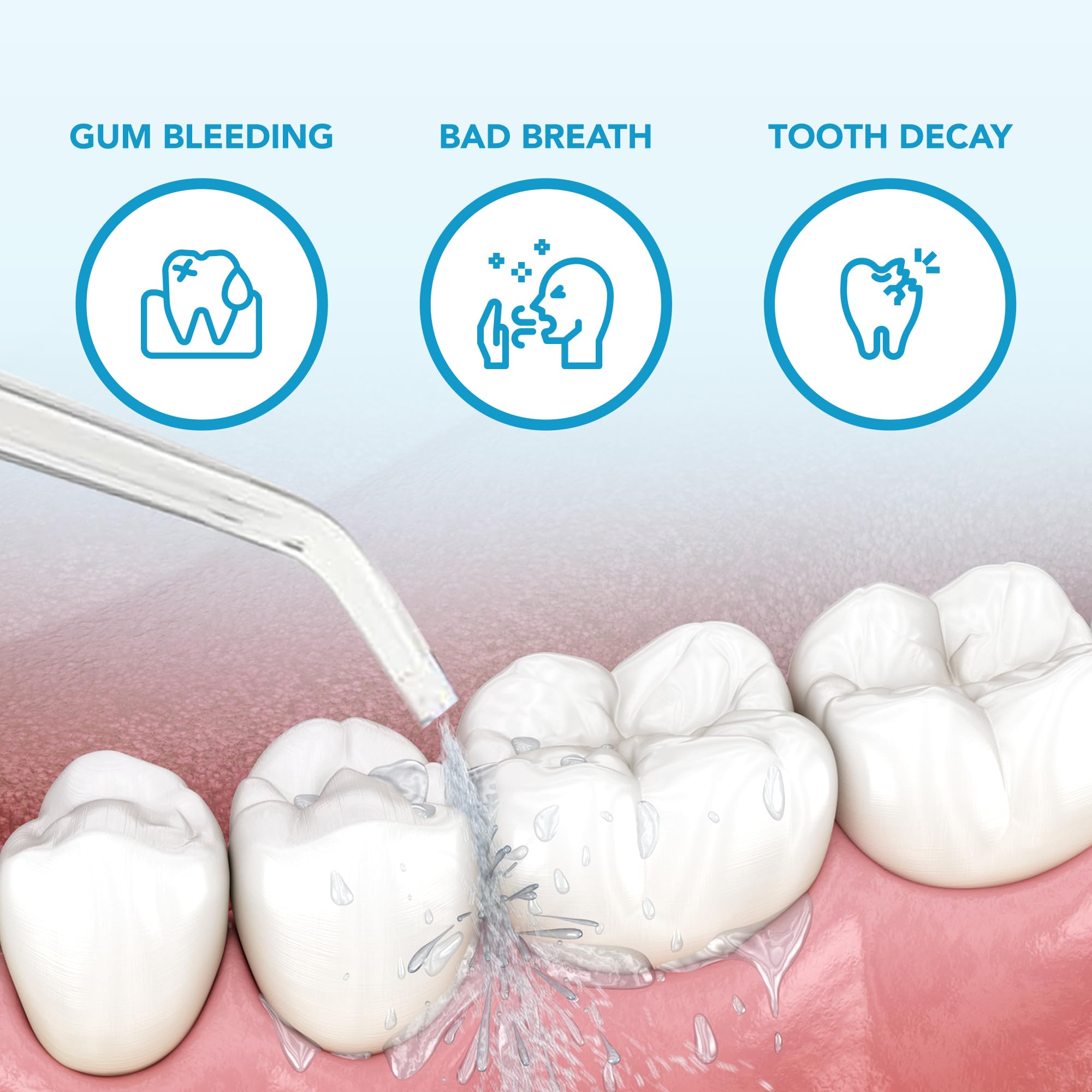 PURSONIC Mario Lopez - Irrigador dental recargable – Hilo dental inalámbrico de 360° para masaje de dientes y encías – Depósito dental de agua de 7.5 onzas con 3 modos