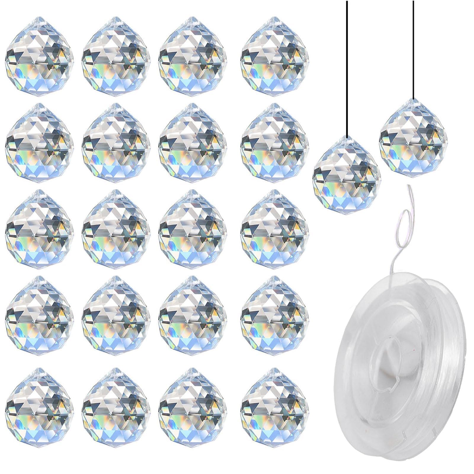30 Sfere Di Cristallo Sospese - Acchiappasole Decorativi In Vetro Per Interni Ed Esterni - Foto 8