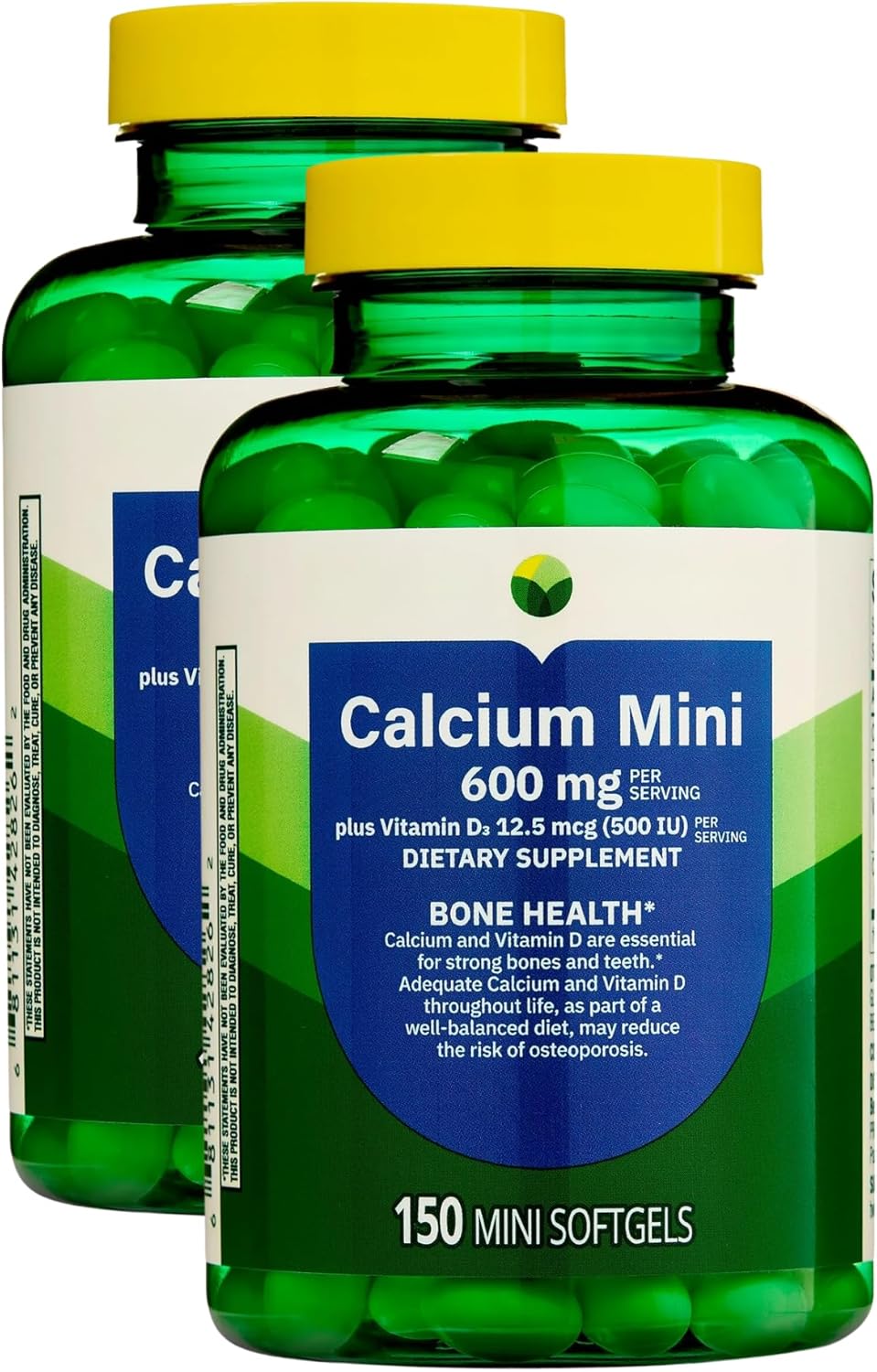 KP+ Calcium Mini 600 mg Plus Vitamin D3 12.5 mcg (500 IU) | Bone & Teeth Health Support | Dietary Supplement | 150 Mini Softgels | Pack of 2
