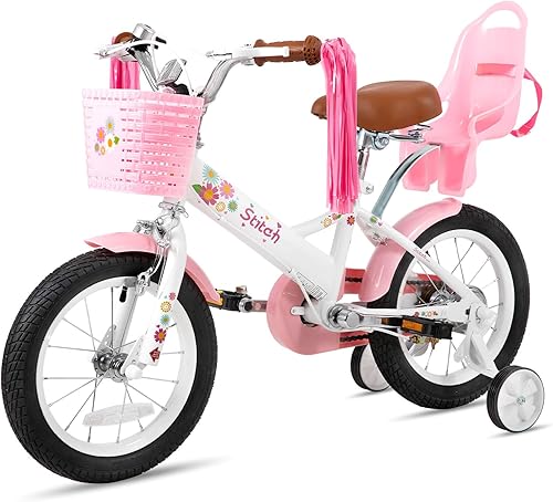 Miniatura 8 de JOYSTAR Bicicleta para niños de 2 a 7 años sin freno de mano doble de 12, 14 y 16 pulgadas, bicicleta de princesa para niñas con ruedas de