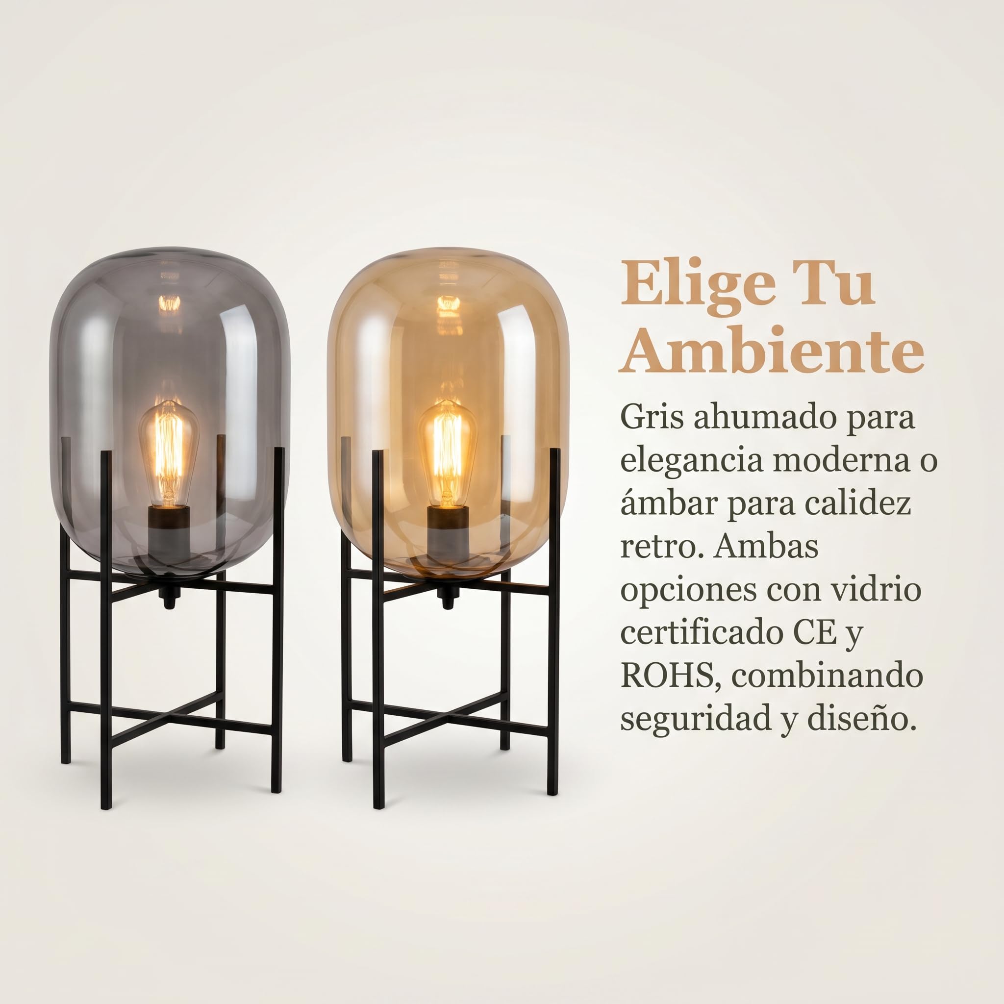 BARCELONA LED Lampada da Tavolo o da Terra SMALL CRAFTY E27 Vetro Grigio Fumé Alluminio Nero Opaco Illuminazione d’Ambiente Decorativa Design Moderno per Soggiorno Camera da Letto Studio Hotel
