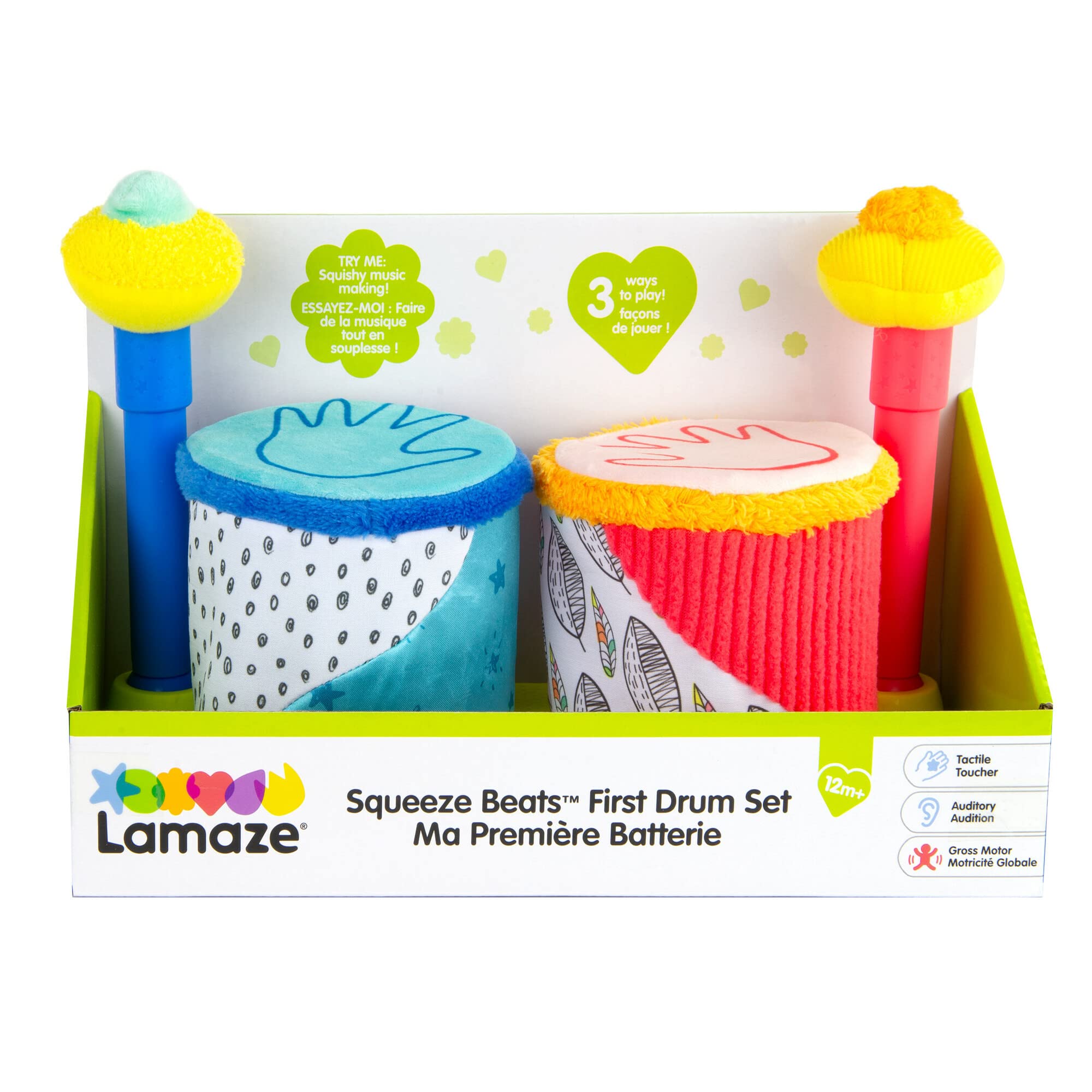 LAMAZE Première Batterie en Tissu, Eveil Musical Sonore, Cadeau Premier Anniversaire, Jouet D'Eveil Bébé A Partir De 12 Mois, L27472, Multicolore