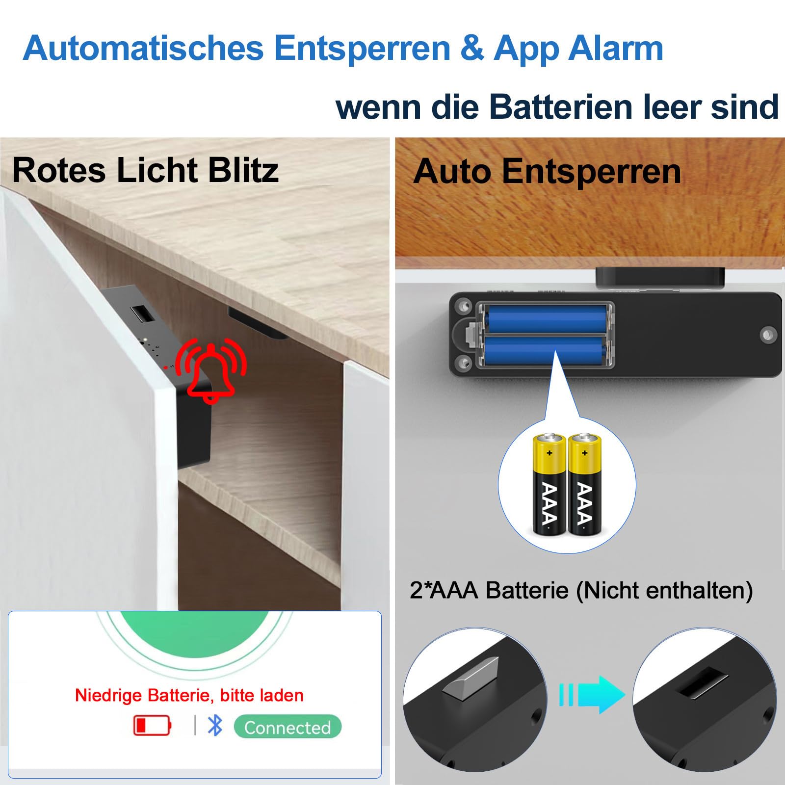Serratura per armadio NFC RFID Elettronica sottile per cassetti eLinkSmart Senza chiavi Bluetooth App Sicura per bambini, serratura per armadio nascosta per camuffamento, armadietto per liquori e