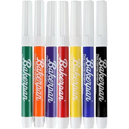 Bakerpan Food Coloring Markers, Standard Tip Edible Colored Ink Pens - Set of 7