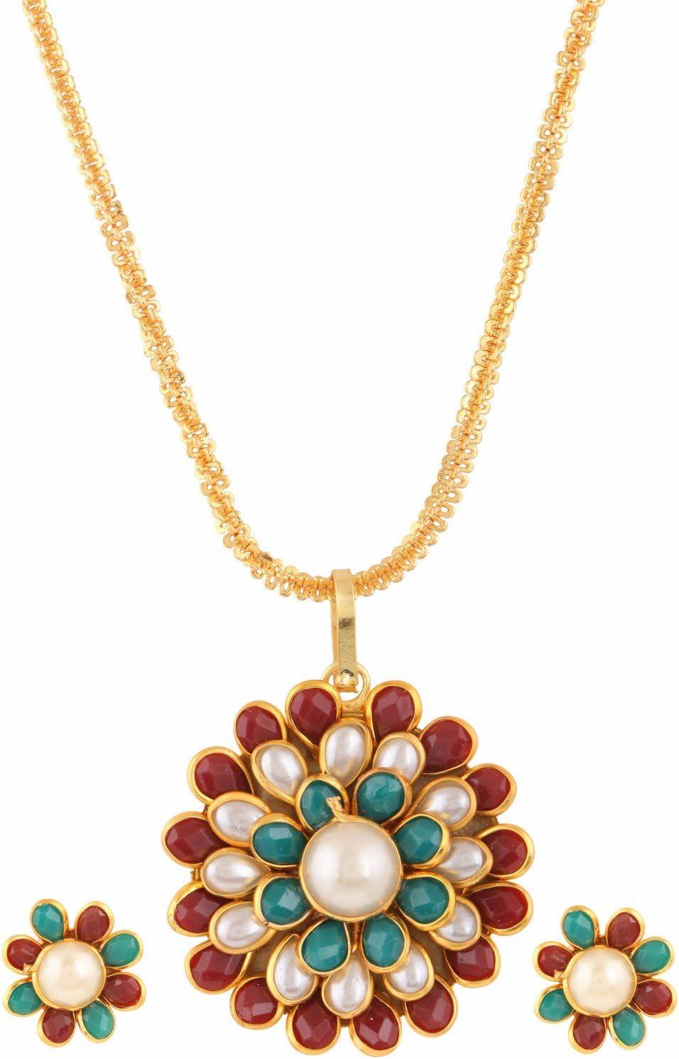 EfulgenzFashion Jewelry Set Floral Style Pendant Necklace Set with Earrings for Women and Girls Valentine's Day Gifts