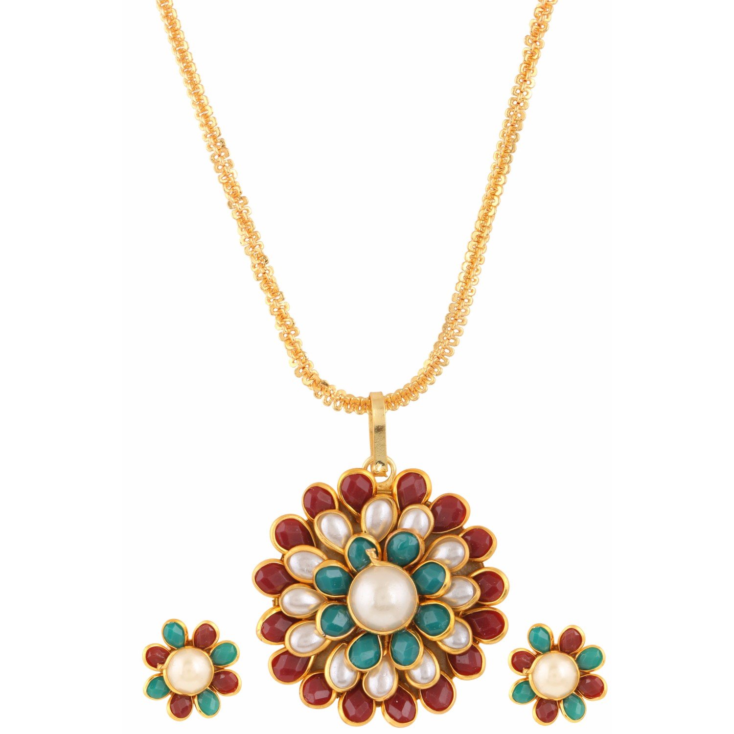 EfulgenzFashion Jewelry Set Floral Style Pendant Necklace Set with Earrings for Women and Girls Valentine's Day Gifts