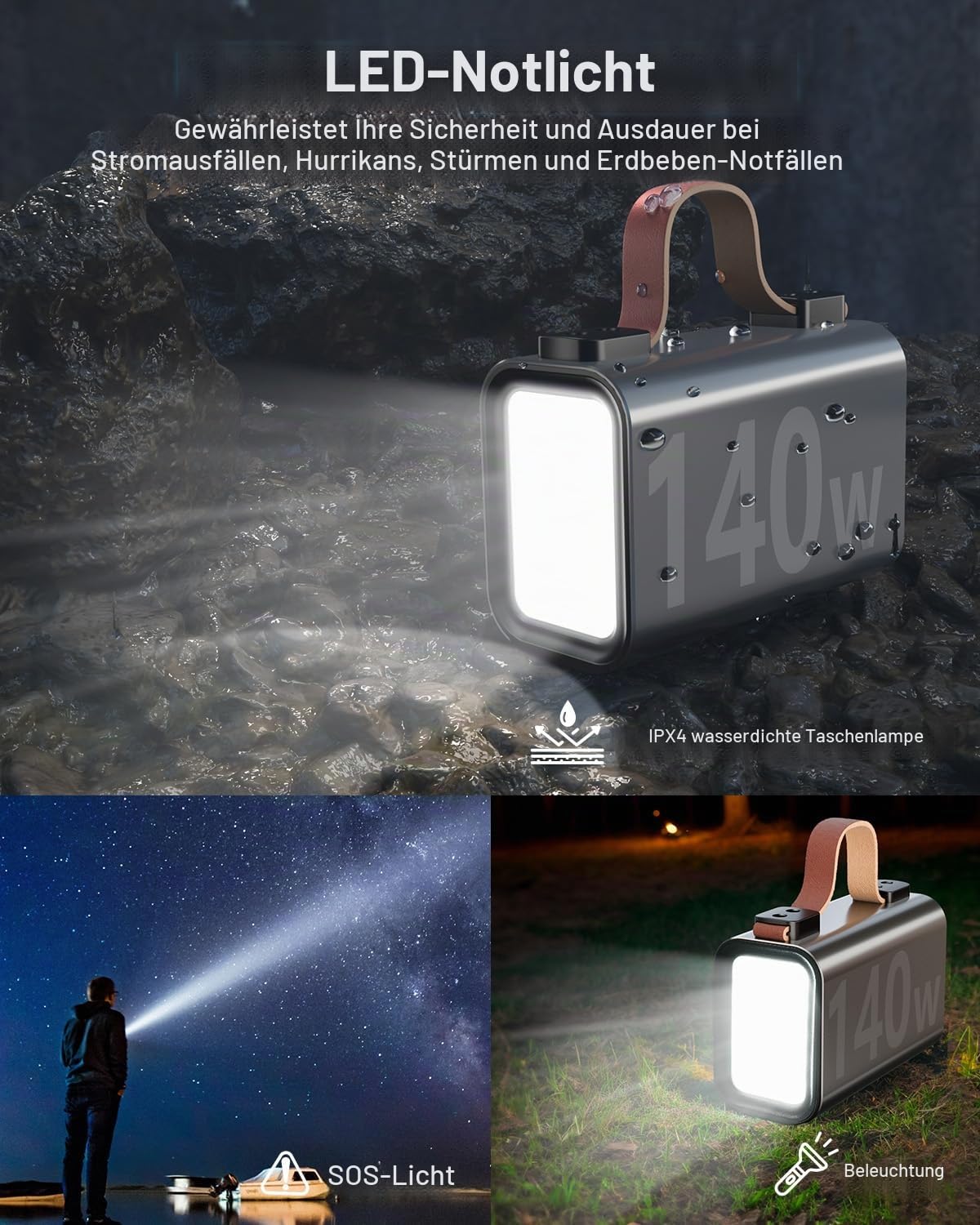 50000mAh 140W Power Bank USB C PD3.1 QC4.0 Schnelles Aufladen,Große Kapazität Externer Handyakku mit LED Display,4 Ports Tragbares Ladegerät für Tablet Camping Phones