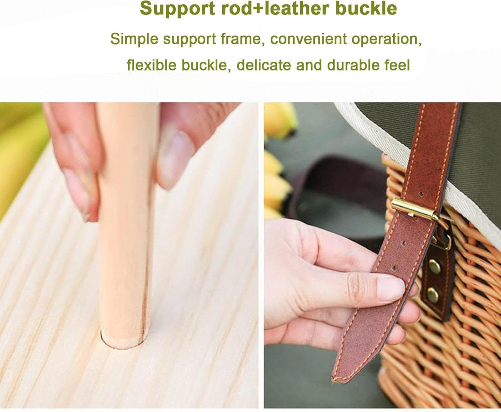 Picknickkorb-Set aus Weidengeflecht für 2 Personen mit Picknickdecke, Tragbarer Klappbarer Weintisch, Große Isolierte Kühltasche und Besteckservice-Sets für 2 Personen, Camping, Hochzeit