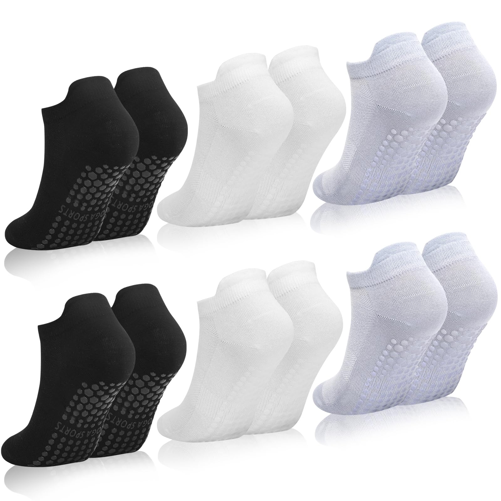 ZXOLDZX 6 Pairs Womens Pilates Socks Non Slip Yoga Socks with Grips Barre Hospital Athletic Socks for Women