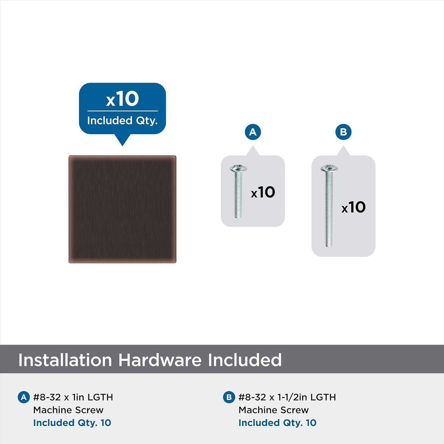 Oil Rubbed Bronze Square Cabinet Knob with Mounting Hardware