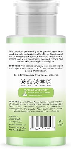 Miniatura 2 de Tónico facial exfoliante con algas marinas y ácido glicólico, tonifica, hidrata y limpia las células muertas de la piel, tónico equilibrante de