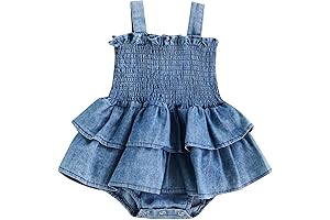 Baby Girl Cowgirl Outfits, Summer Denim Romper Sunsuit Jumpsuits