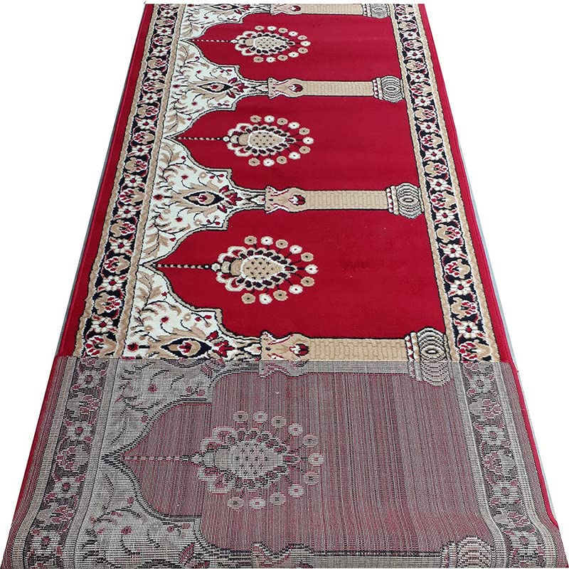 Image of Sifa Carpet Hand Washable Zanamaz Prayer Carpet for Masjid(Mosque) - 4x25 Feet Maroon Color