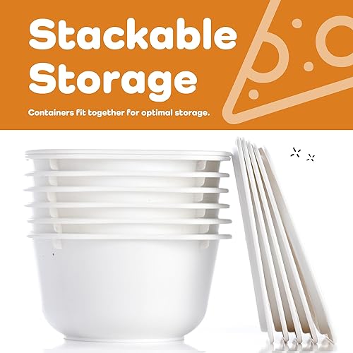 Miniatura 4 de GSM Brands Cajas a prueba de masa de pizza, bandejas apilables de calidad comercial con cubiertas (5.3 x 5.3 x 2.5 pulgadas, 20 onzas líquidas cada