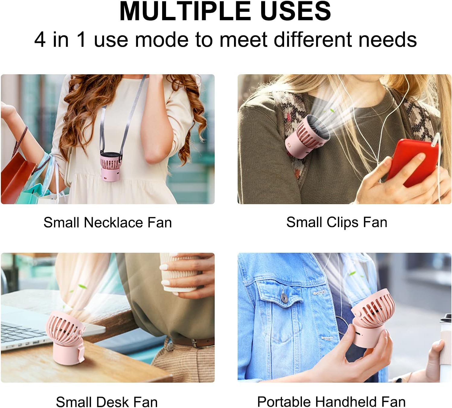 Mini Fan Portable Personal Small Handheld Fan USB Rechargeable Battery Operated Hand Neck Desk Fan, 3 Speed Multi-Purpose Small Pocket Fans for Girls Boys Women Gift Outdoor Travel Office : Home & Kitchen