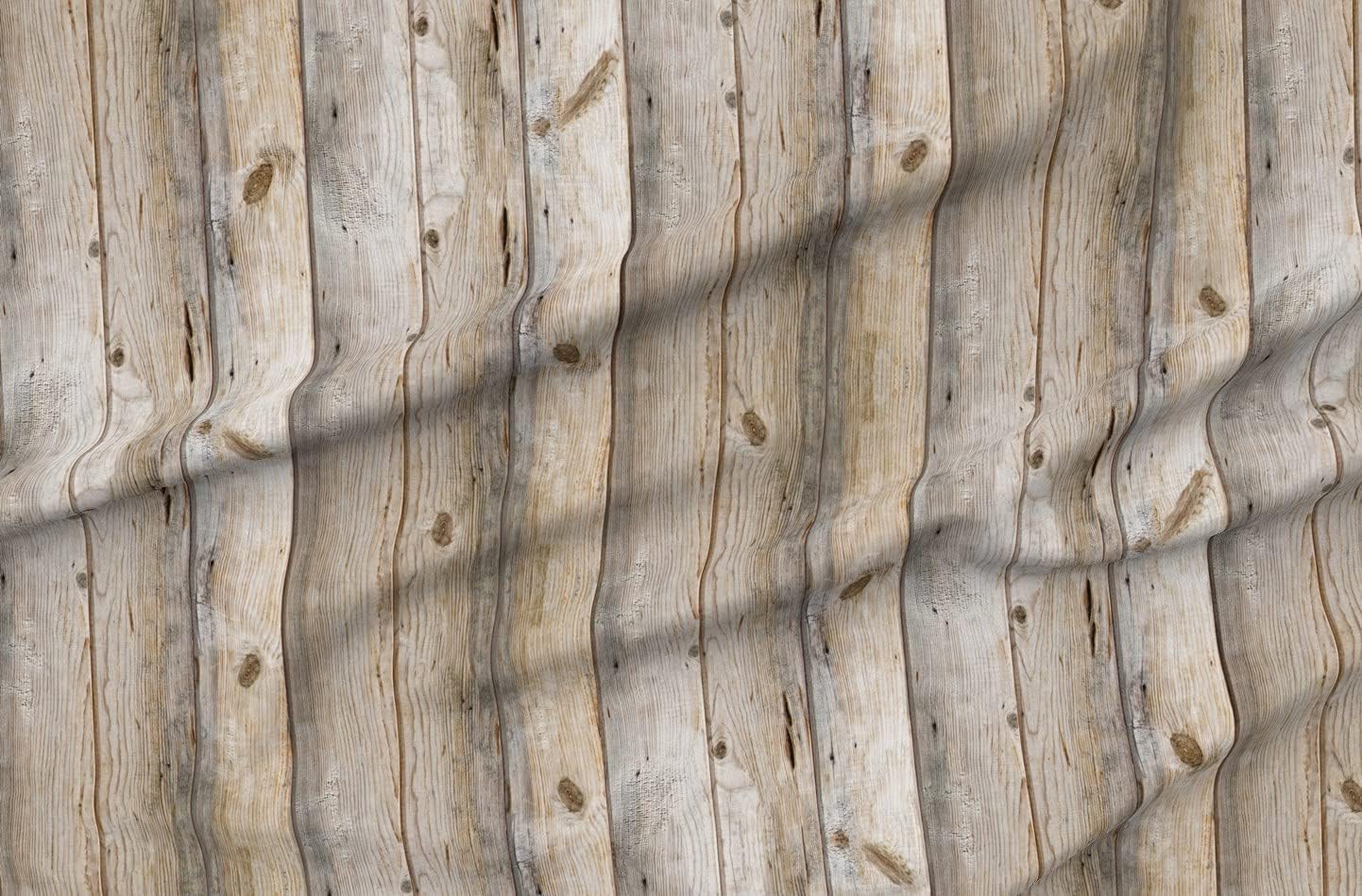 Spoonflower Fabric - Planks Barn Wood Panel Pine Grain White Printed on Organic Cotton Sateen Fabric by The Yard - Sewing Quilting Apparel Home Decor