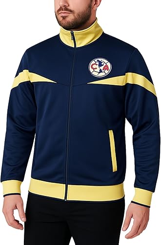 Icon Sports Club America - Chaqueta deportiva con licencia oficial de manga larga para hombre, con cremallera completa, para deportes de fútbol