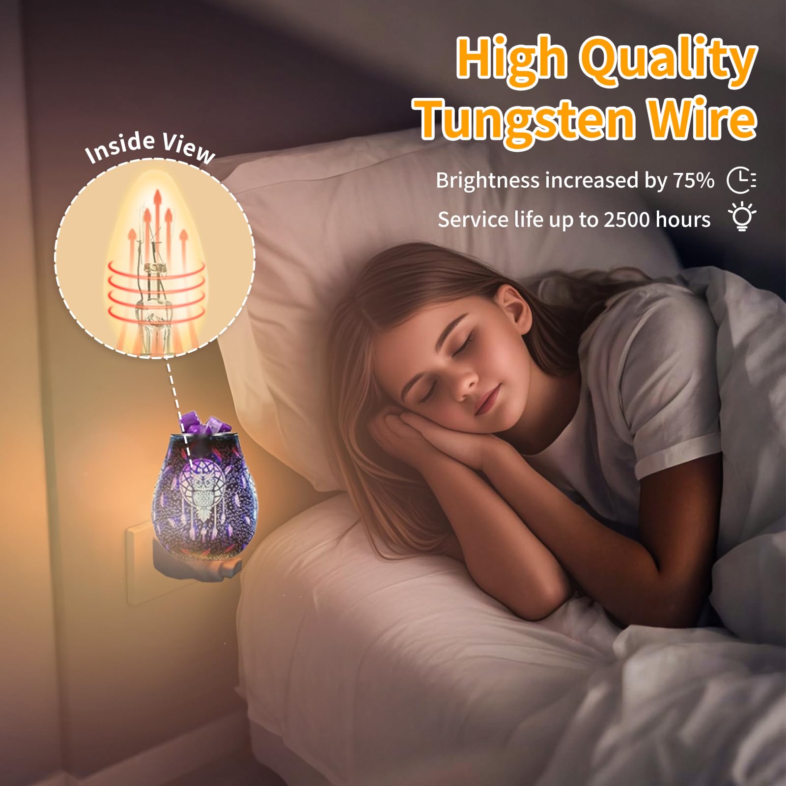 Paquete de 12 bombillas Scentsy de 15 vatios y 120 V, bombillas de repuesto C7, bombillas de lámpara de sal regulables con base E12 para luz nocturna, calentador de velas 2
