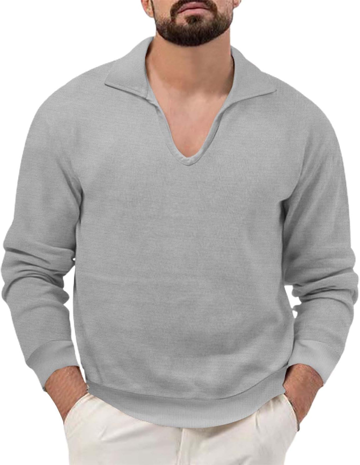 KonJim Mens Pullover Sweater Fashion U Neck Soft Knitted Sweaters Long Sleeve Knitted Pullover Sweaters Sweatshirt Plush Pullover Sweatshirts for Men Soft Cotton-Blend Jumper