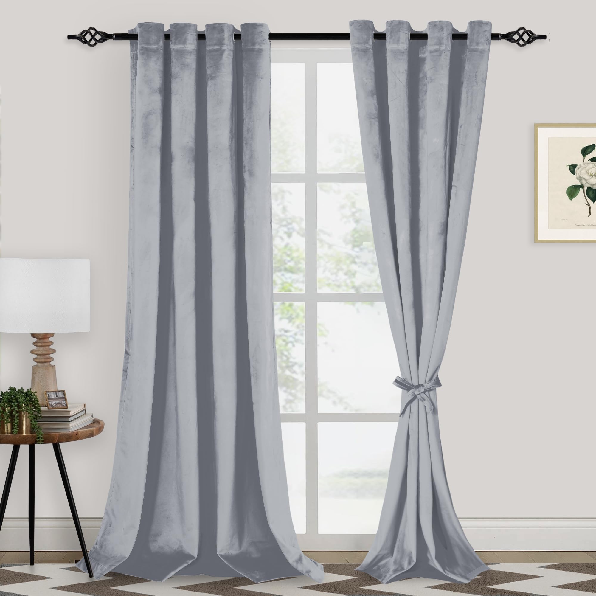 国産ベルベットのカーテン(グレー) Amazon.co.jp: XWZO シルバーグレーベルベットカーテン 長さ108インチ