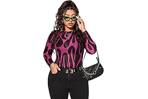 Women's Plus Size Leopard Print Mock Neck Mesh Long Sleeve Tee Shirt Top