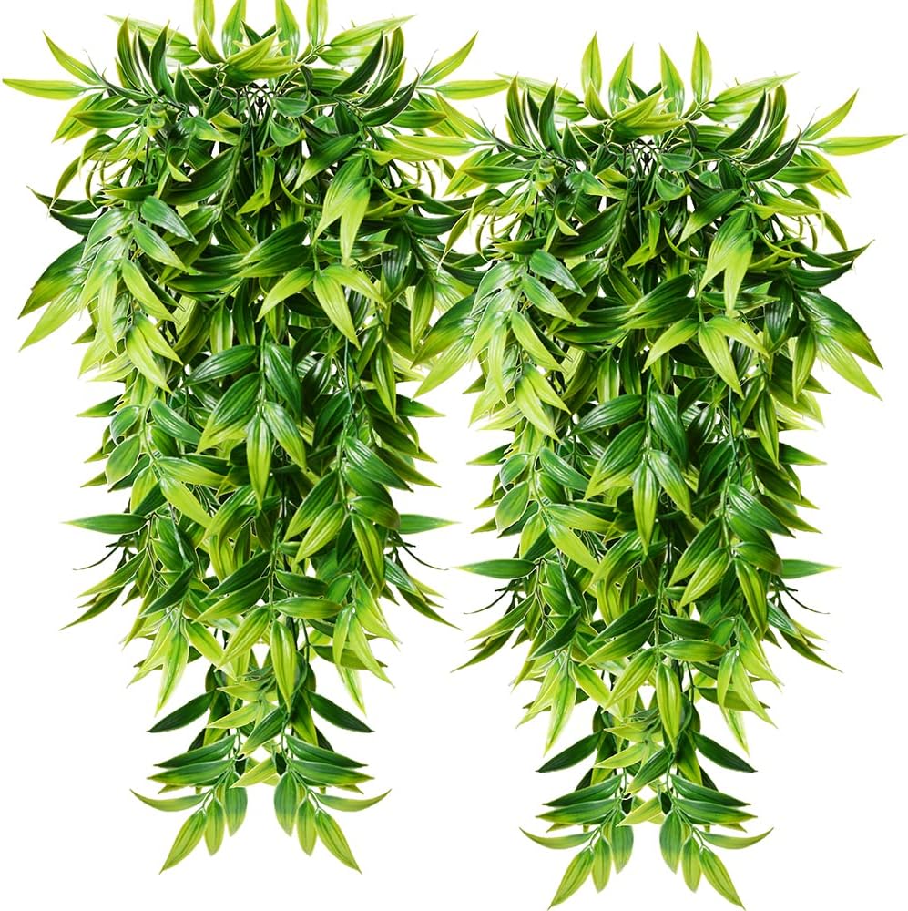 CLONGArtificial Hanging Plants 2pcs Fake Hanging Plant Faux Fake Ivy Vine Outdoor UV Resistant Plastic Plants (Ivy Plants)