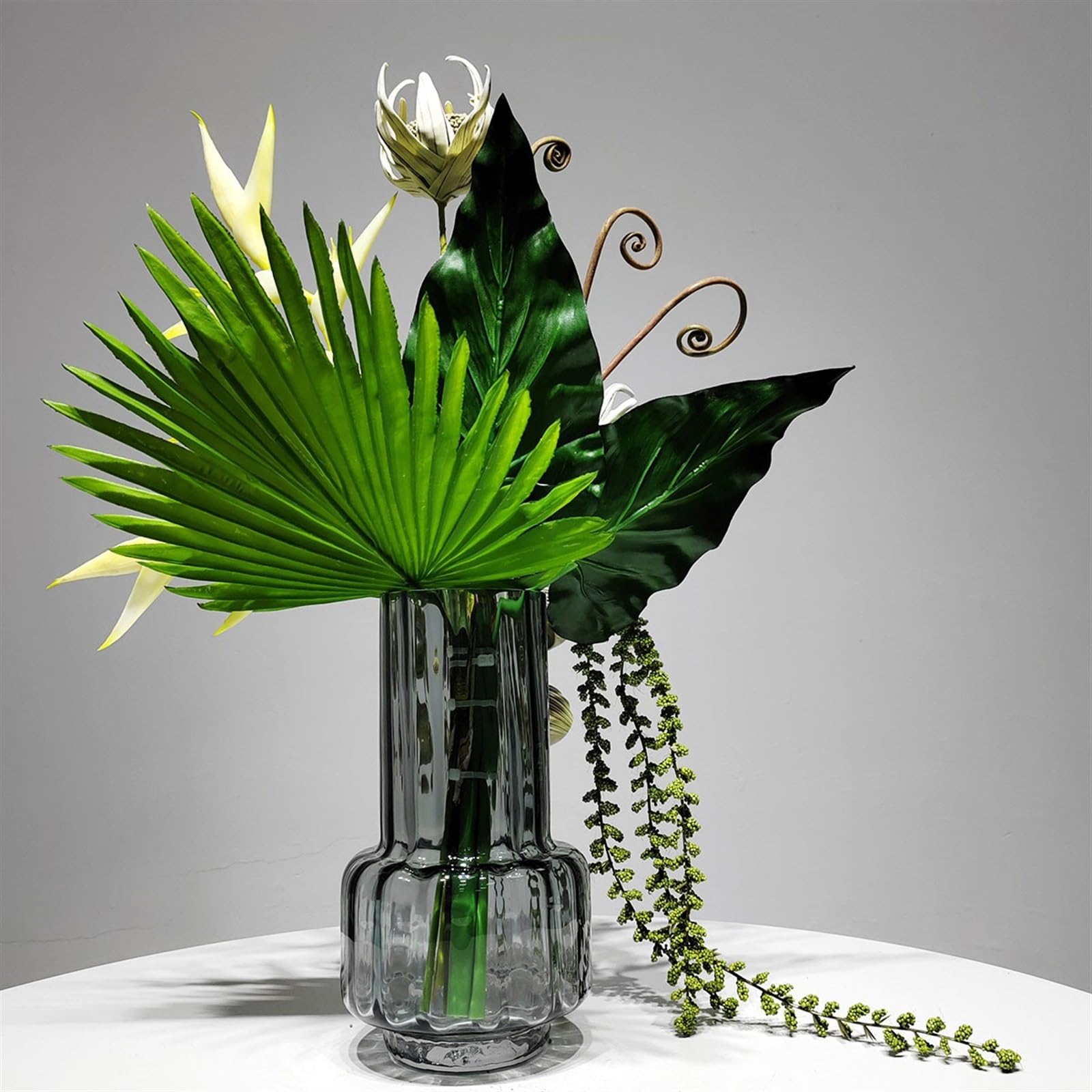 Fiori Artificiali Simulazione Disposizione del Verde Soggiorno Tavolo da Pranzo Tavolino Centrotavola Vaso di Vetro con Bouquet di Fiori Artificiali di Lusso Leggero Fiore Finto