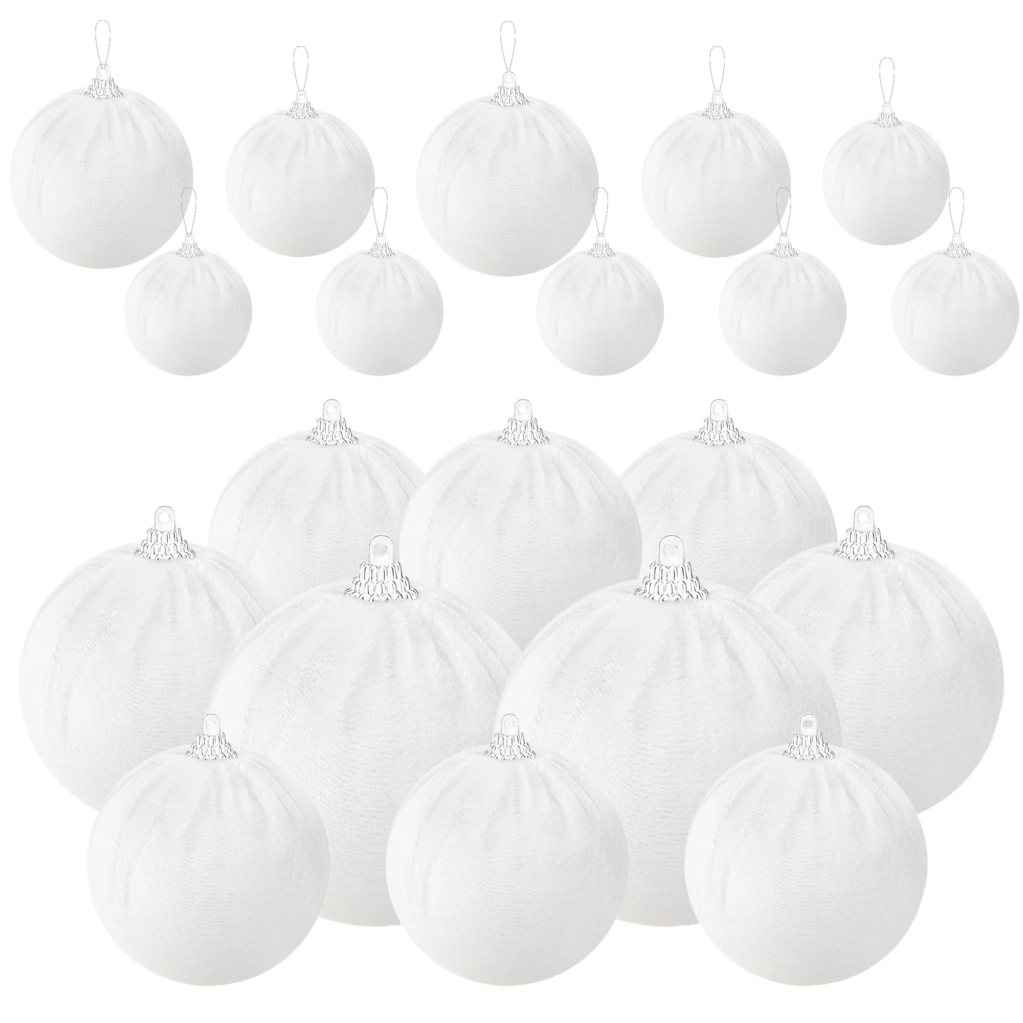 Gresorth 10 Piezas Terciopelo Bola Adorno Plástico Inastillable Tejido Envuelto Bola Flocked Hecho A Mano Colgar Navidad Árbol Inicio Chimenea Blanco