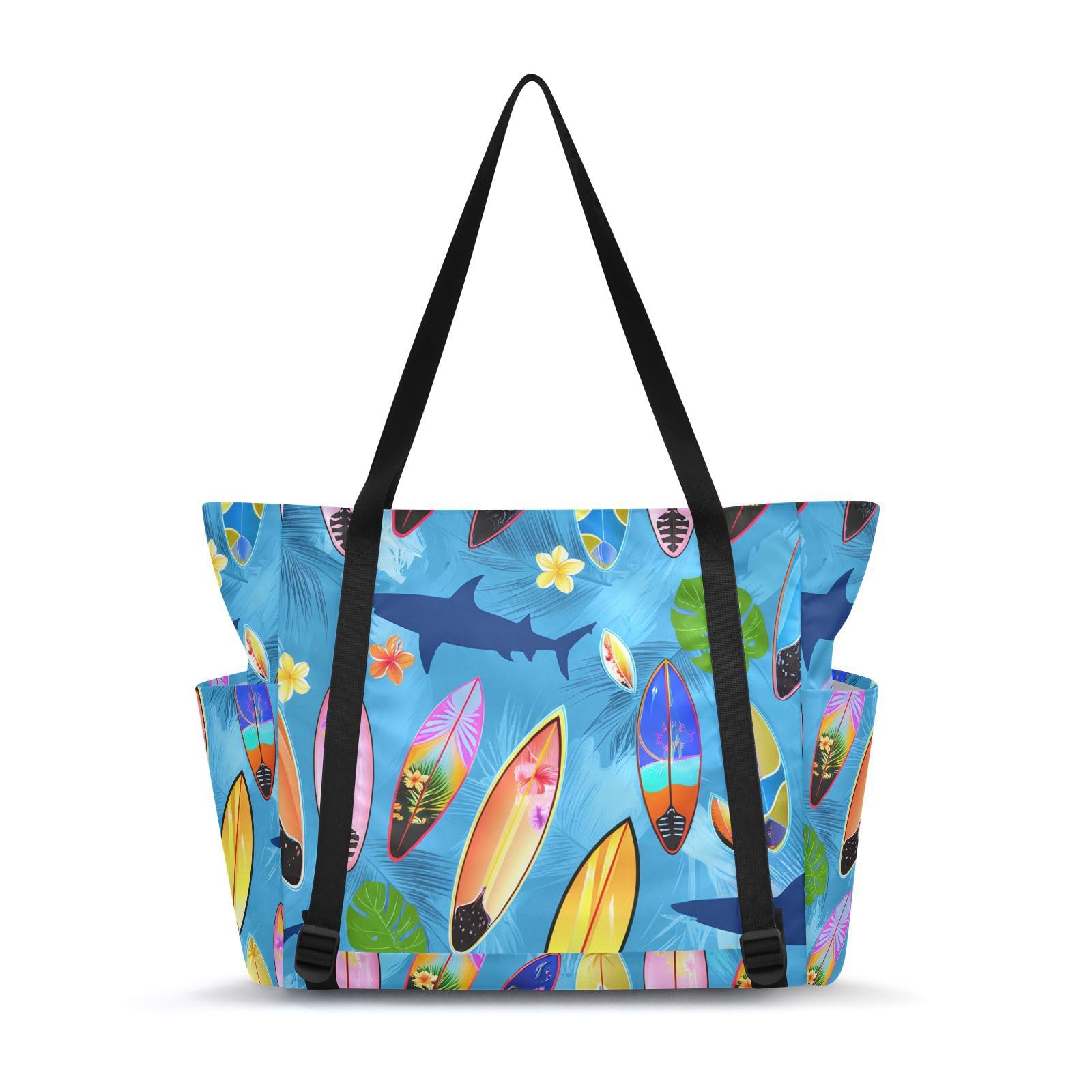 Lxqimora Surfboards Sharks Energetic Yoga Mat Bag for Women Water-Resistant Gym Bag with Yoga Mat Holder Tote Bag for Gym Travel Office Pilates