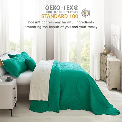 Miniatura 2 de HZ&HY - Juego de cubrecama de gran tamaño, ligero, delgado y reversible, 4 piezas, 100% microfibra, tamaño KingCal King, color verde azulado