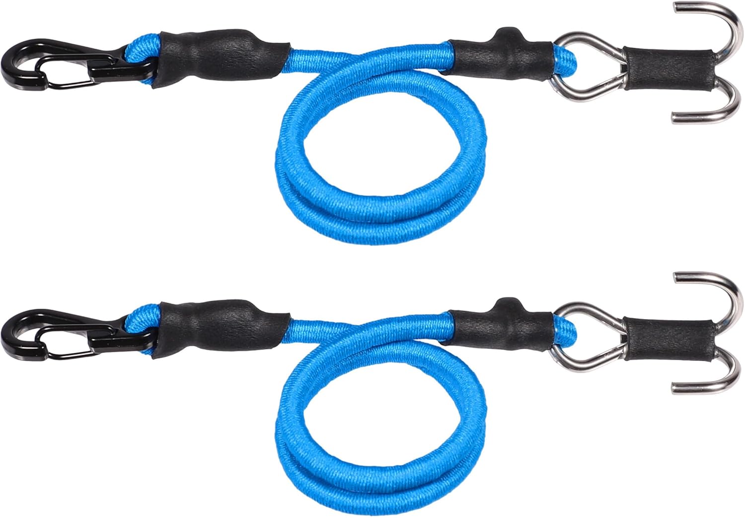2pcs 280mm Elastic Strap Escape Rope Kinetic Winch Strap with Rescue Trailer Hook for 1/18 1/24 RC Crawler Car TRX4M High Trail SCX24 FCX24 (Black)