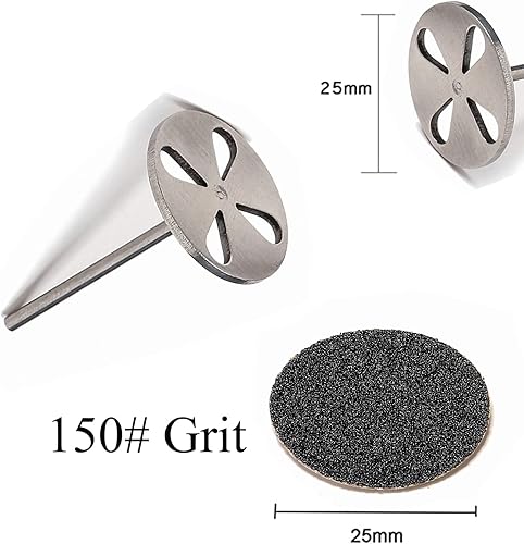 Miniatura 3 de 100 discos de papel de lija y 1 broca de metal, vástago de 332 reemplazable pedicura disco de lijado para eliminación de callos de piel muerta,