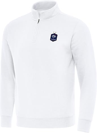Antigua French National Team Landslide Quarter Zip Pullover - Mens Soccer Fan Fleece - Brushed Back