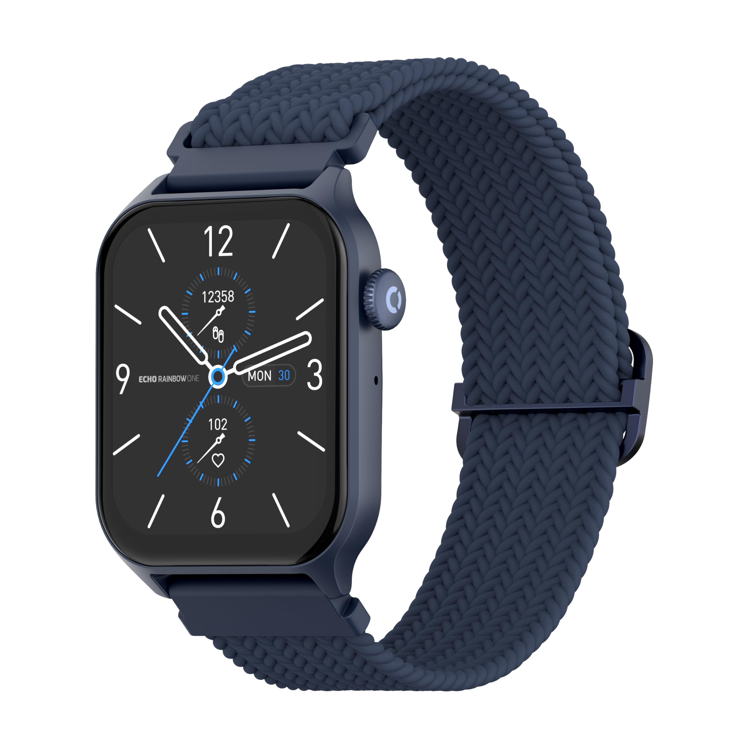 ECHO Rainbow One Mesh Montre Connectée Femme Homme 2.01", Montre Sport Bleu | Bracelet Nylon, Légère, Écran Amoled, Étanche IP68, Autonomie 5 jours, Appel Bluetooth, Android, IOS, Capteurs Santé, Sommeil