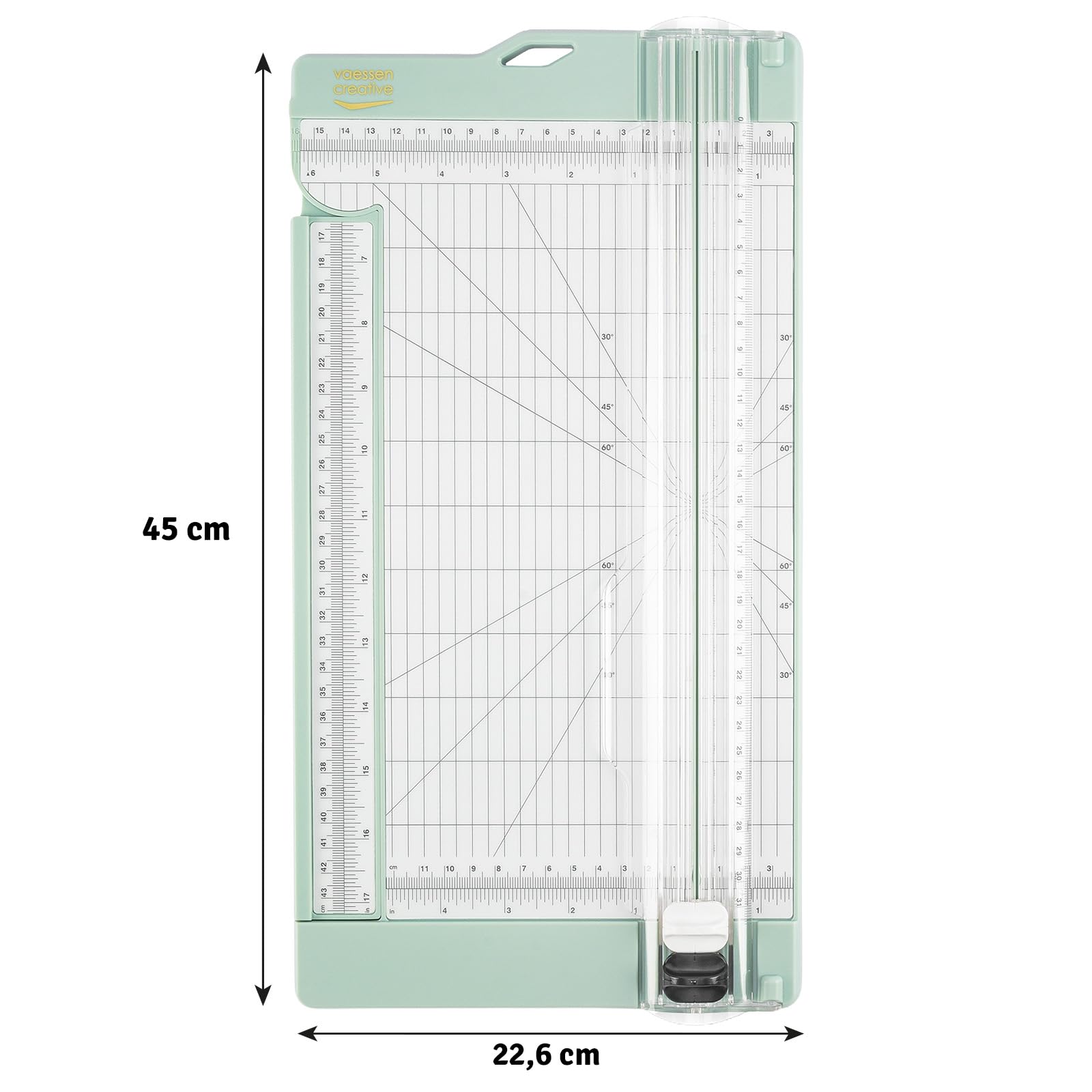 Vaessen Creative Papierschneider Mit Falzbrett 15x30,5cm, Mintgrün, für Scrapbooking und Karten Basteln