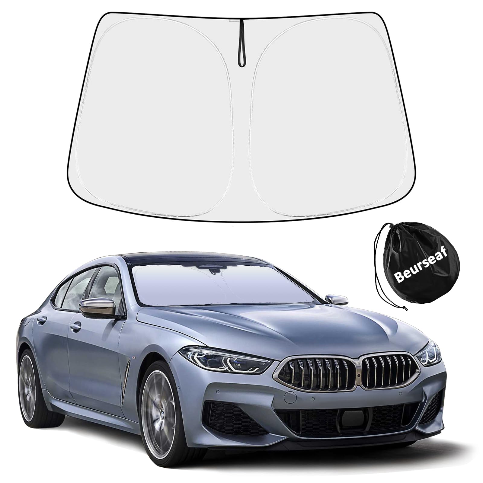 Tendine Parasole per Auto, Protezione Solare Auto, Protezione UV Auto, 2025 Ombrellone Riflettente Pieghevole con Shutz UV per Auto Parabrezza (L)