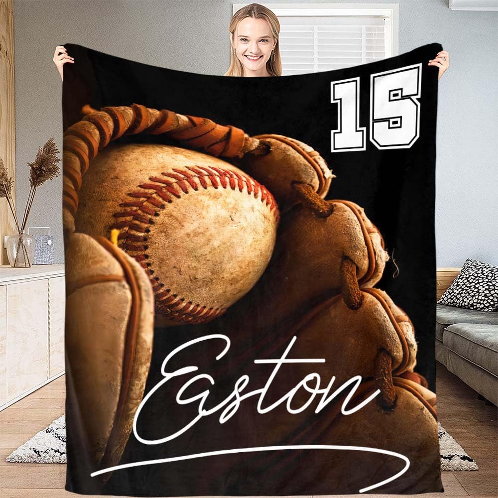 ENCYCOM Vintage Baseball Blanket, Customized Baseball Blankets for Adults, Soft Blanket for All Season, Unique Gift for Boys Girls On Birthday