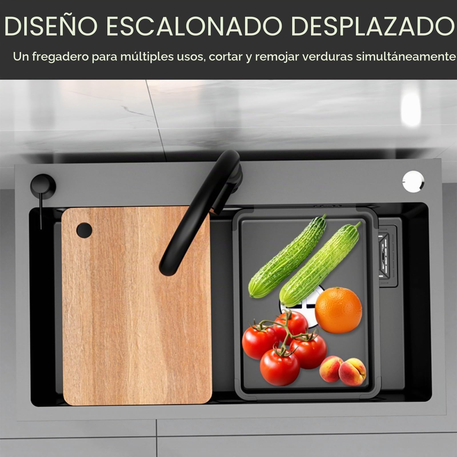 Fregadero comercial de acero inoxidable piscina individual con grifo、Fregadero independiente con mueble,Fregadero de acero inoxidable con escurridor,Fácil de limpiar,Adecuado para la cocina,Lavandería