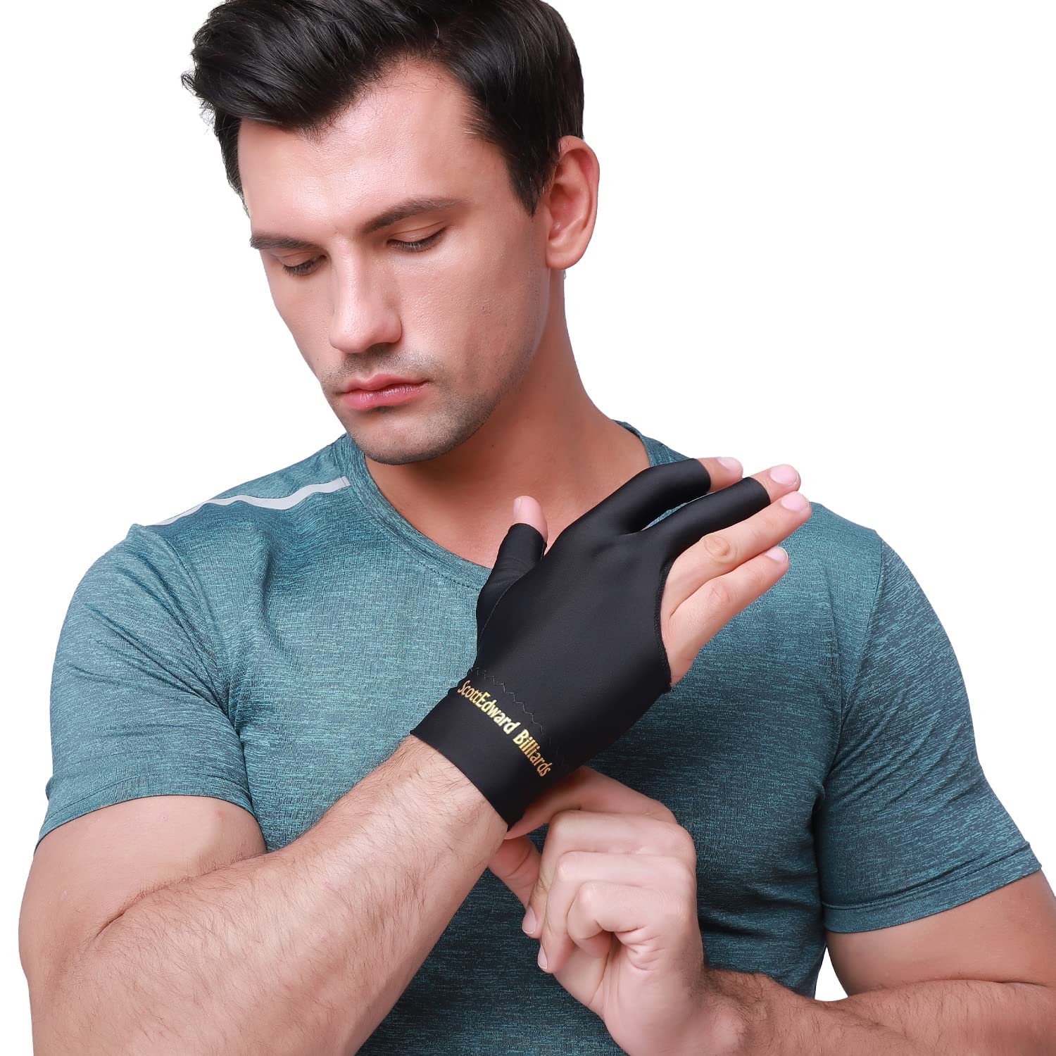 Gants De Billard 3 Doigts Zeayebsr - Noir - Maille Respirante - Gaucher/droitier - Anti-transpiration