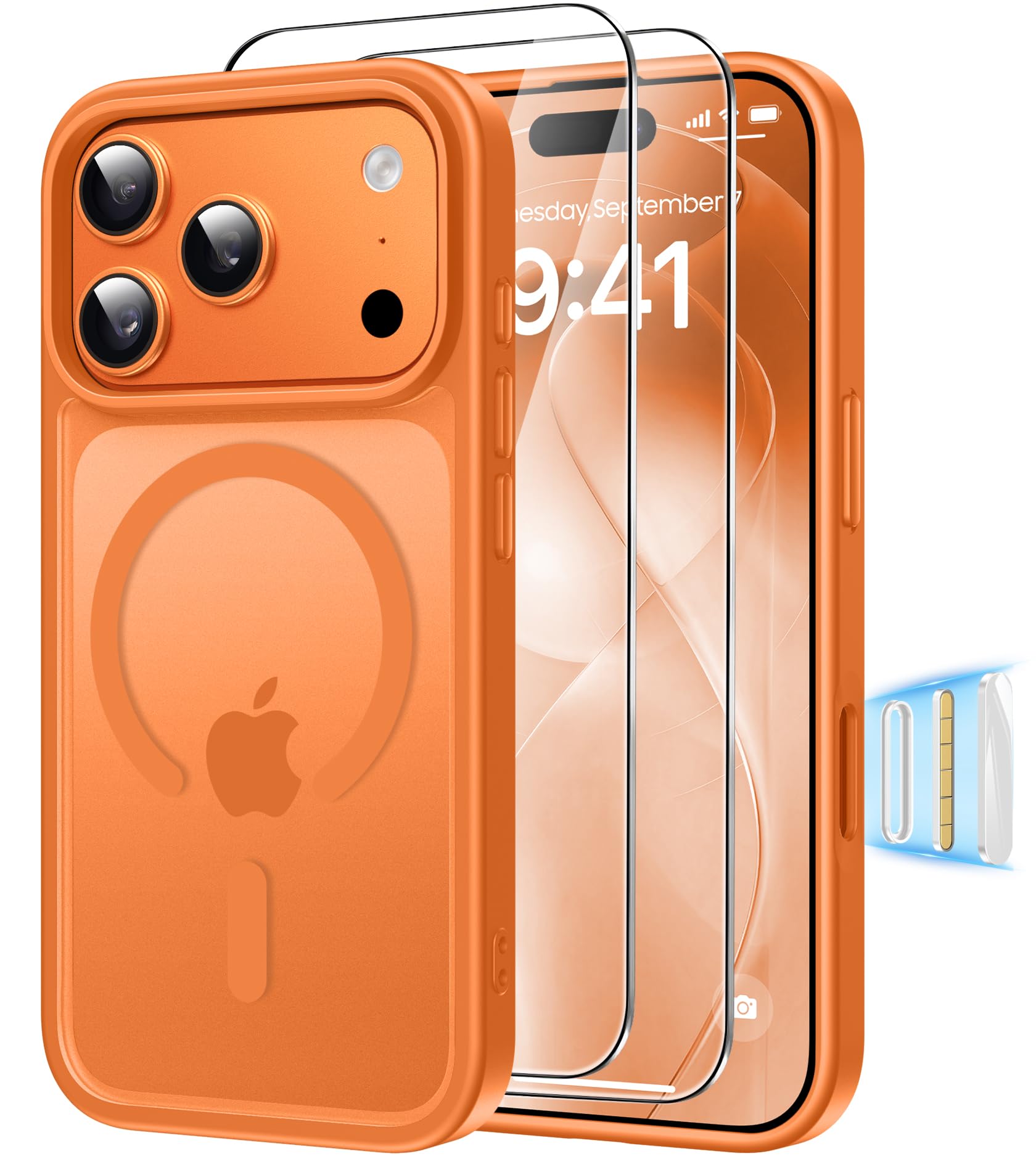 Magnética Funda para iPhone 17 Pro Compatible MagSafe con 2 Cristal Templado, Control de Cámara, Protección Carcasa Antigolpes Anti-Amarillo Tapa Case iPhone 17 Pro, Transparente — view 32