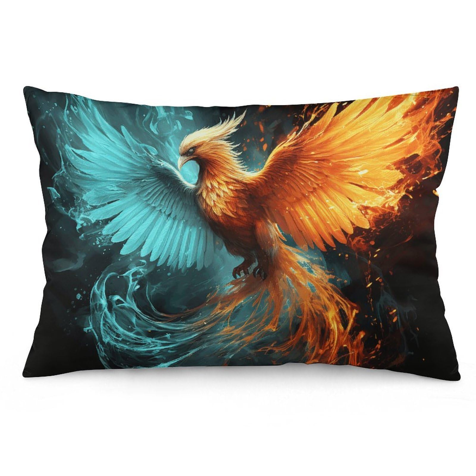 2 Pack Pillow Cases for Hair and Skin, Soft Breathable Pillow Case Covers with Hidden Zipper, Fire and Water Phoenix Pillowcase 20"x30" Pillow Covers for Sleeping Gift
