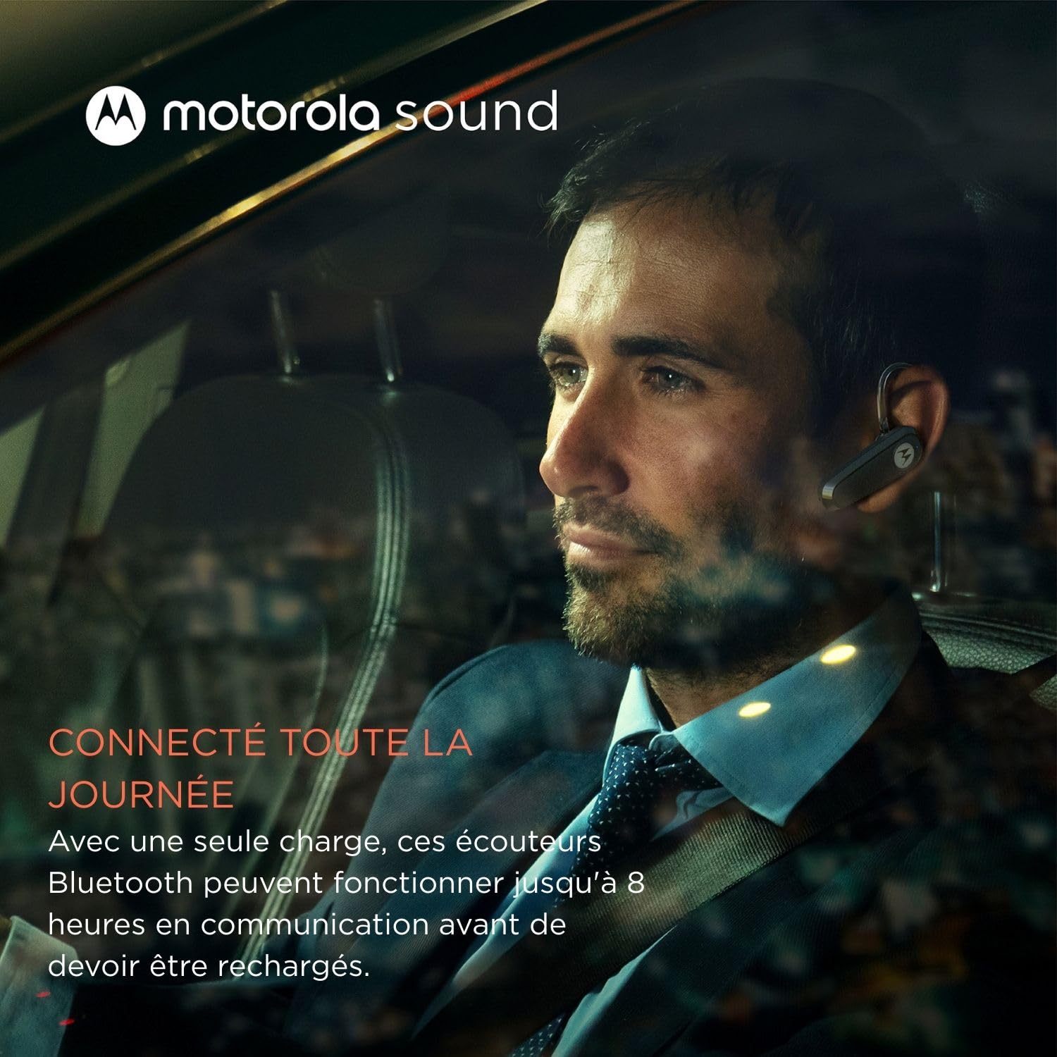 Motorola Sound - Casque Bluetooth HK126, Écouteurs intra-auriculaires Bluetooth mono sans fil avec 8 heures d'autonomie en conversation, compatible avec assistant vocal, connexion à 2 appareils