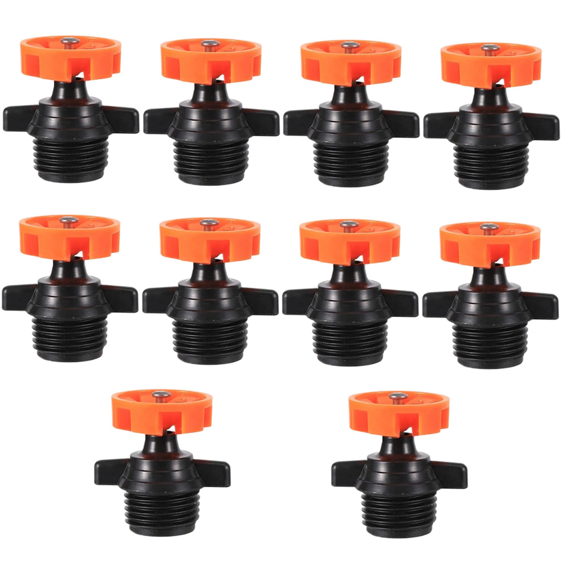 Nirelief Automatic Irrigation Sprinkler Heads, 10PCS 1/2 Inch Rotating Sprinkler Head, Weather-Proof Plastic Head Replacement for Agricultural, Garden, Landscaping, Orange Rotating