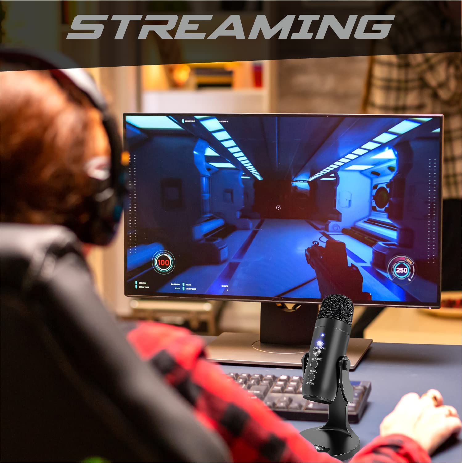 Spirit Of Gamer - EKO 700 - Microphone de Jeu cardioïde avec Support antidérapant - Idéal pour l'enregistrement Vocal, Le Streaming, Le podcasting et ASMR - Compatible PC Gamer et Mac