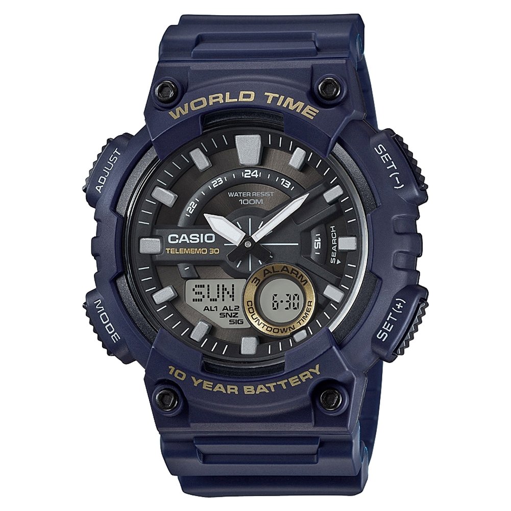 CasioMen's Watch - AEQ-110W-2AVDF Black Dial, Blue Band