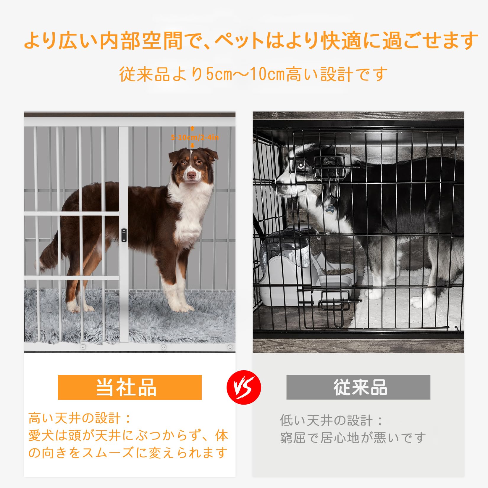 Amazon.co.jp: BingoPaw 犬 ケージ 屋根付き ペットケージ 小型犬 室内
