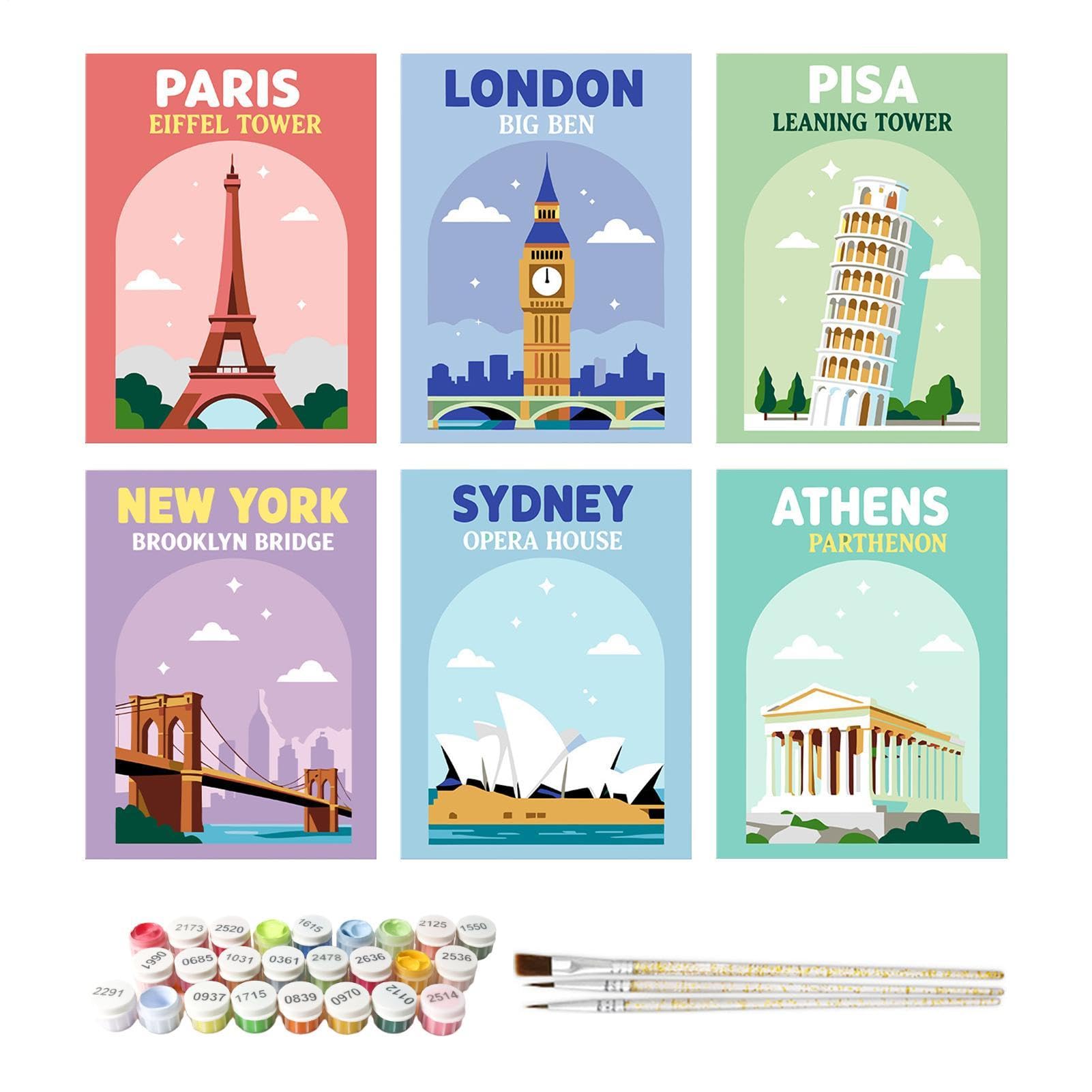 Kit de peinture par numéros pour , 6 pièces, à faire soi-même, à